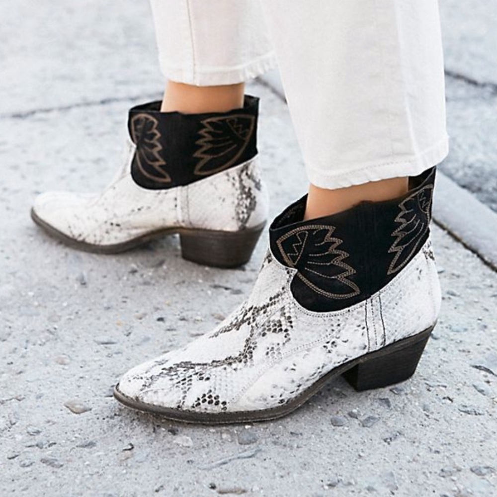 SOLD-Free People Dorado Leather Boots in Snake Print